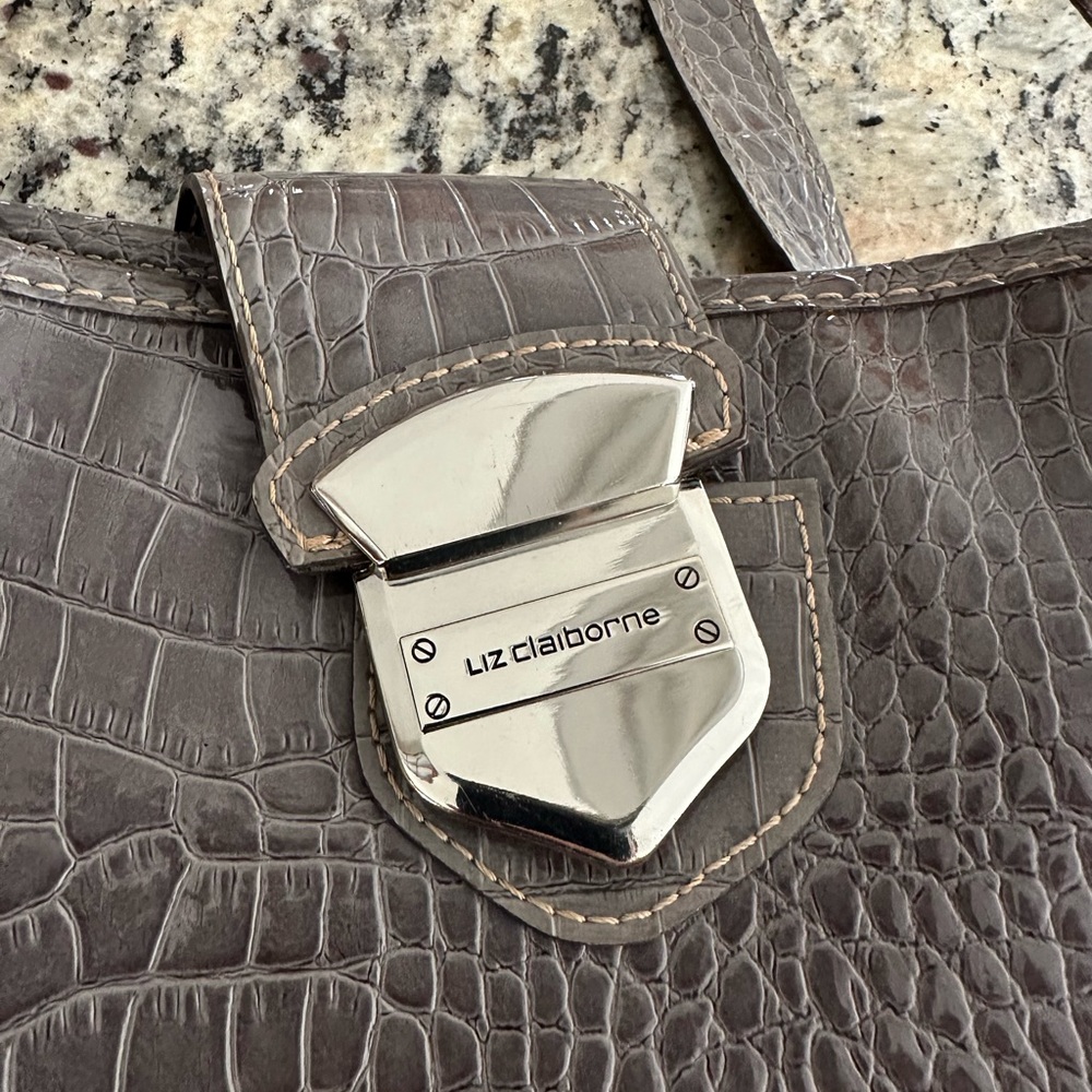 Liz Claiborne Faux Alligator Print Bag - Picture 2 of 5